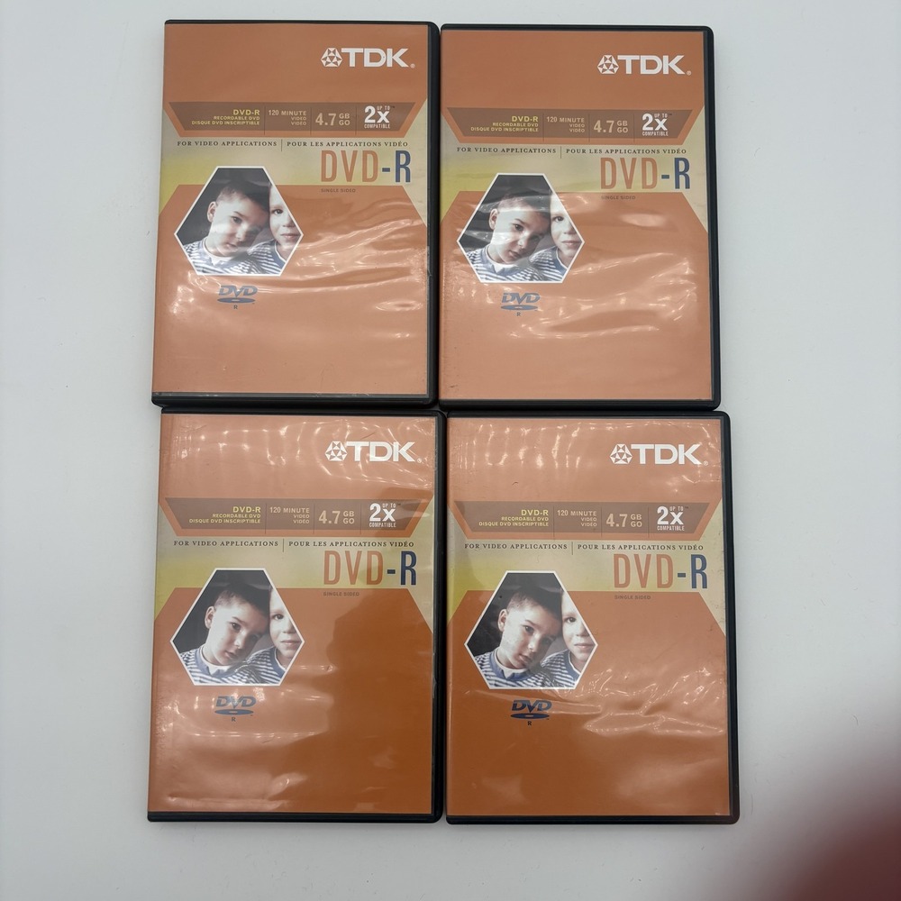 TDK DVD-R 4.7GB 2X Recordable Discs 120 Min Video Lot Of 4 New Sealed Media‎